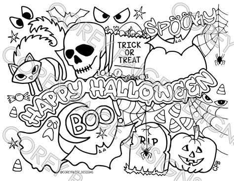 happy halloween coloring sheet coreypaigedesigns