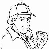 Holmes Sherlock Detective Smoking Fumando Cachimbo Colorir Detektiv Ausmalbild Netart Tudodesenhos Saci Getdrawings Designlooter Imprimir sketch template