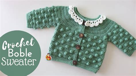 crochet  baby cardigan  bobble stitch youtube