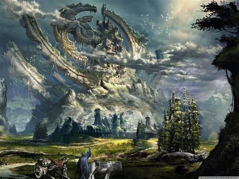Green Dragon and princess-fantasy-digital-art Hd desktop