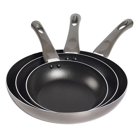 essential home  piece frying pan set platinum