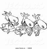 Vector Cartoon Horses Outlined Outline Racing Coloring Leishman Ron Royalty sketch template