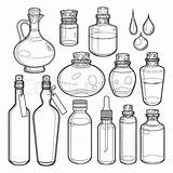 Glass Bottles Bottle Drawing Reference Vector Sketches Tattoo Potion Witch Drawings Shadows Book Stock Graphic Collection Board Isolated Background Elements sketch template