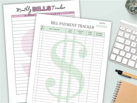 monthly bill tracker printable