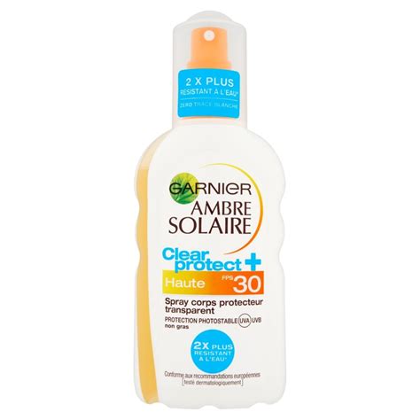 spray corps transparent garnier ambre solaire clear protect fps
