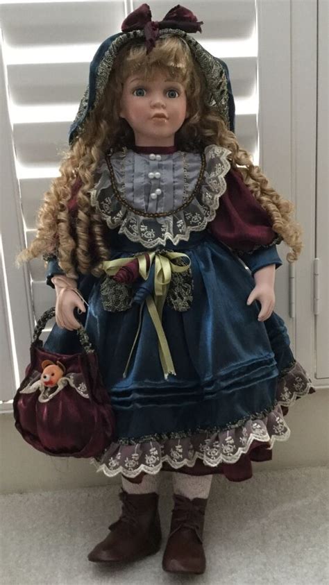 Large 26 German Doll With Long Blond Curly Hair Porcelain