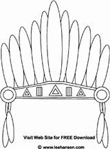 Coloring Headdress Native Template American Printable Pages Costume sketch template