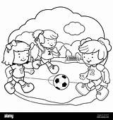 Jugando Futbol Ninas Fútbol sketch template