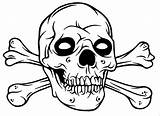 Skull Crossbones Coloring Pages Skulls Bones Drawing Kids Fire Pirate Halloween Colouring Print Printable Easy Cross Color Draw Arm Gangster sketch template