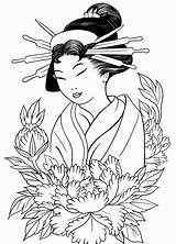 Geisha Coloring Japonais Coloringpagesfortoddlers Gueixa Chinois Gueisha Getcolorings sketch template