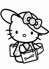 Kitty Hello Coloring Pages Simple Kids Characters sketch template
