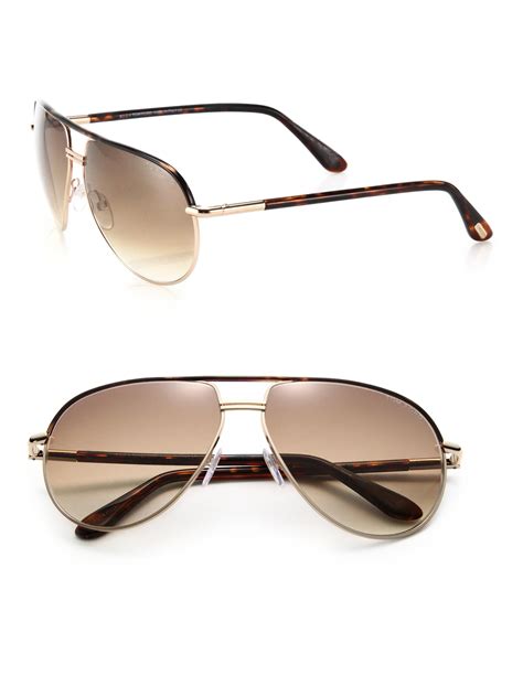 lyst tom ford cole 61mm aviator sunglasses in brown for men