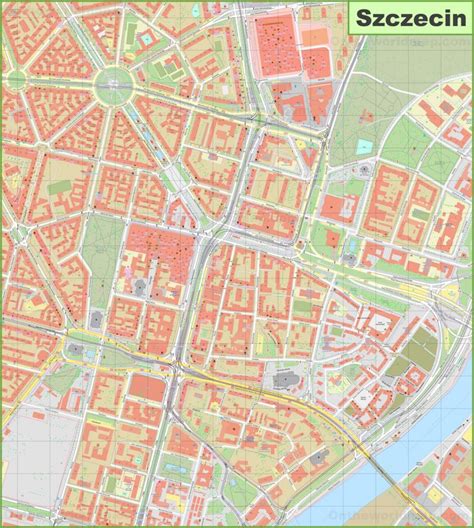 szczecin city center map ontheworldmapcom