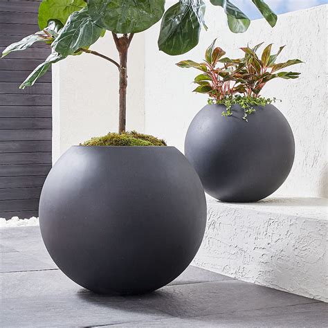sphere large dark grey indooroutdoor planter reviews crate