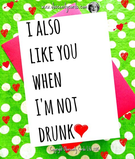 funny valentines day card i also like you when i m not drunk
