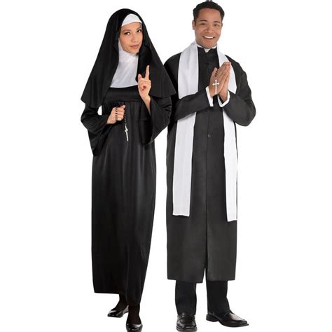 adult holy sister nun and father priest couples costumes party city