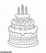 Coloring Birthday Pages Happy Cake Fancy sketch template