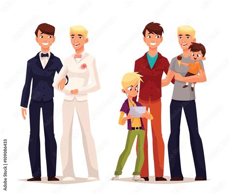 concept of gay love vector cartoon art lovers to wedding of two man