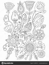 Coloring Adults Floral Stock Illustration Stress Anti Vector Depositphotos sketch template