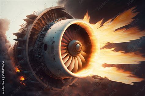 fire explosion   plane engine burning flames engulfing  destroyed
