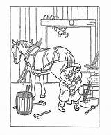 Coloring Pages Colonial Blacksmith Early American Life Kids Printables History Horse America Jobs Trades Books Sheets Farm Usa Pioneer Colouring sketch template