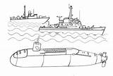 Submarine Coloring Pages Battleship Printable Clipart Ocean Sub Warships Color Kids Sketch Template Print Choose Board Cars Yellow sketch template