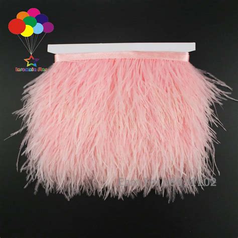pink ostrich feather fringe trim for dance costumes decoration satin