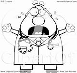 Doctor Cartoon Chubby Veterinarian Clipart Panicking Male Coloring Cory Thoman Outlined Vector Clip Clipartof sketch template