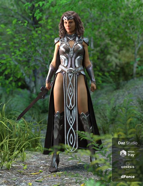 dforce warrior queen outfit for genesis 8 female s daz 3d