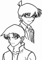 Conan Detective Shinichi Coloringfolder Kudo sketch template