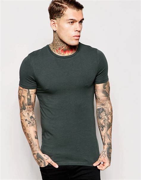 asos asos extreme muscle fit  shirt  crew neck  stretch