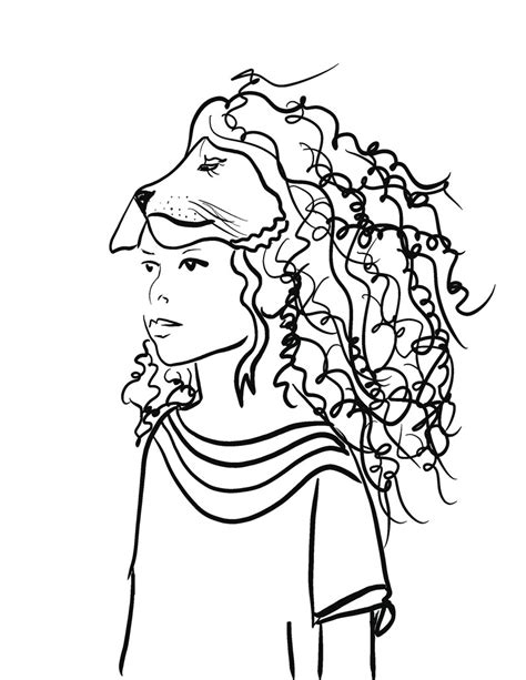 coloring page instant  lion girl etsy