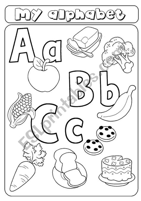 alphabet letters    food esl worksheet  asia