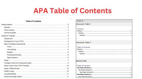 table  contents format   research method