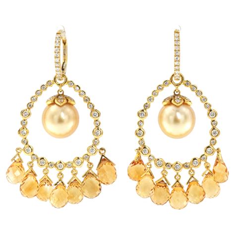 Tiffany And Co 18 Karat Yellow Gold Pearl Drop Earrings 2 Pearls