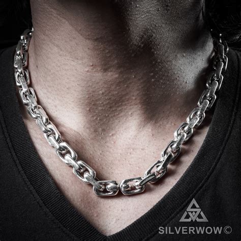 mm mens chain link silver necklace  visit silverwownet