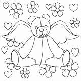 Teddy Bear Coloring Pages Angel Colouring Flowers Templates Sketsa Clipart Library Sheets Cute Book Beach Wings Bears Flower Printable Comments sketch template