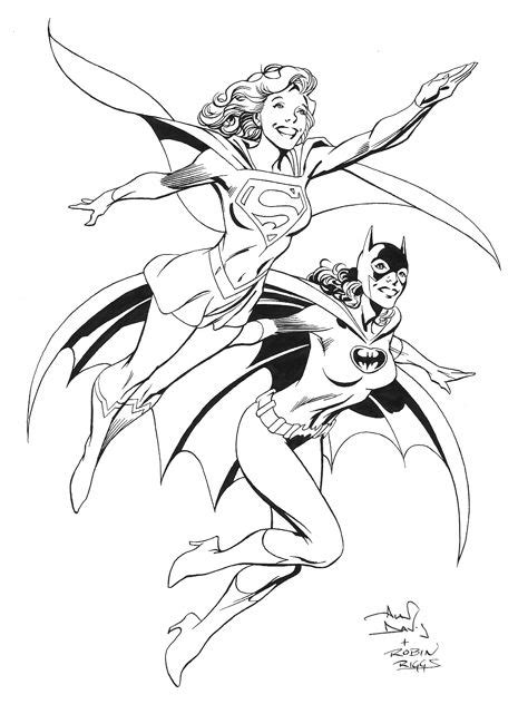 supergirl batgirl  alan davis superhero coloring batman coloring