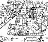 City Coloring Pages Map Drawing Life Town Line Book Printable Choose Board Adult Worksheets Architecture sketch template