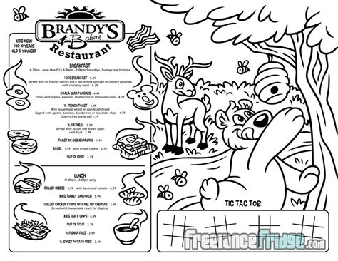 brandys tees kids menu designs freelance fridge illustration