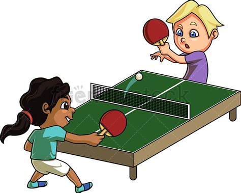 kids playing table tennis cartoon clipart vector friendlystock