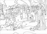 Seurat Jatte Grande La Coloring George Sunday Pages Color Colouring Printable Sheets Justcolor Masterpieces Visit Inspired Piece Master Discover sketch template