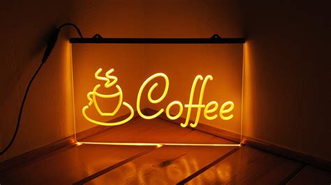 coffee acrylic led neon light sign café shop drink bar etsy