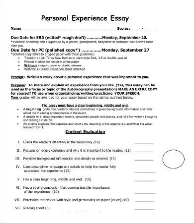 personal experience essay college homework    tutoring