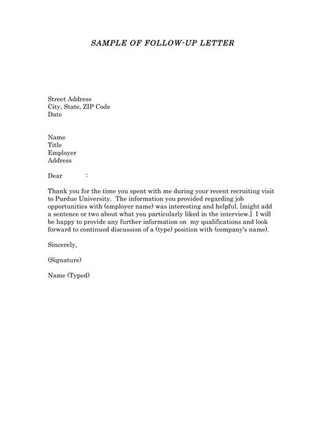 follow  interview letter  letter template collection