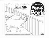 Pork Coloring Pigs Farmers sketch template