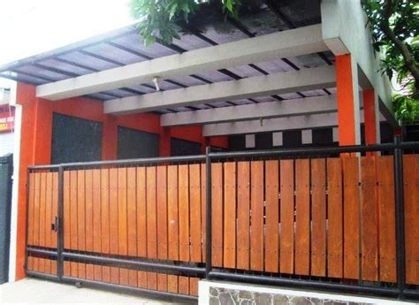 desain pagar kayu ulin minimalis sederhana model desain