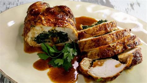 Jacques Pepin S Chicken Ballottine Stuffed With Spinach