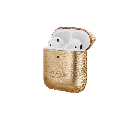 airpods gold leather case