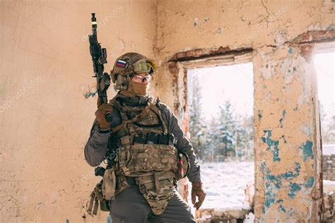 russian spetsnaz fsb officer  assault gear counter terrorist special forces soldier stock